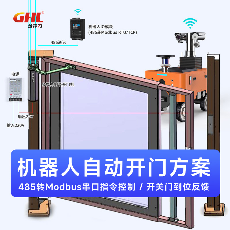 巡檢機器人485通訊側裝自動開門機AGV曲臂電動閉門器 金捍力