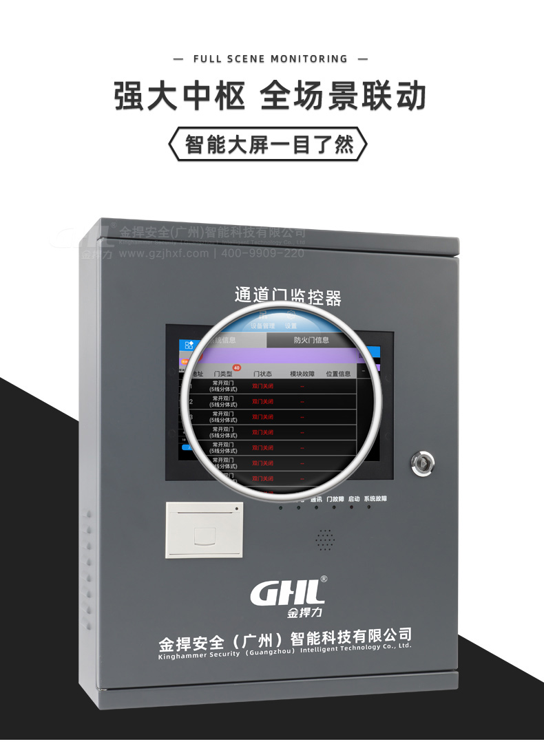 強大中樞，全場景聯動，通道門監控器智能大屏一目了然。