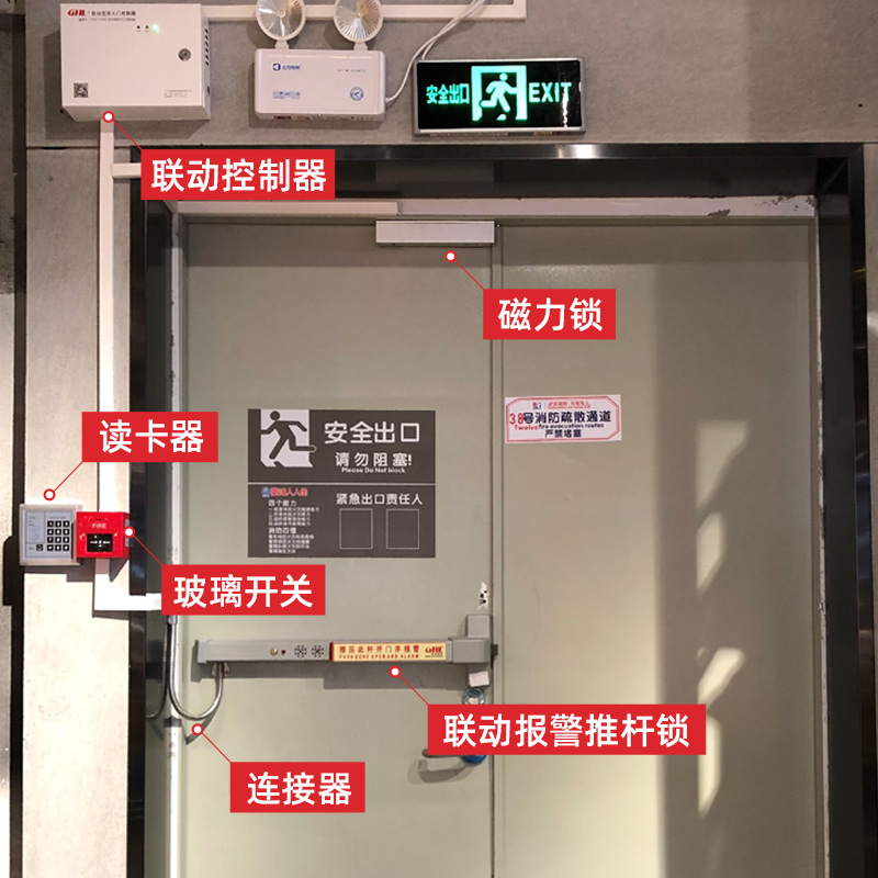 消防推桿鎖逃生門鎖全系列 平推式防火門鎖 可選聯動報警電動門禁功能 金捍力