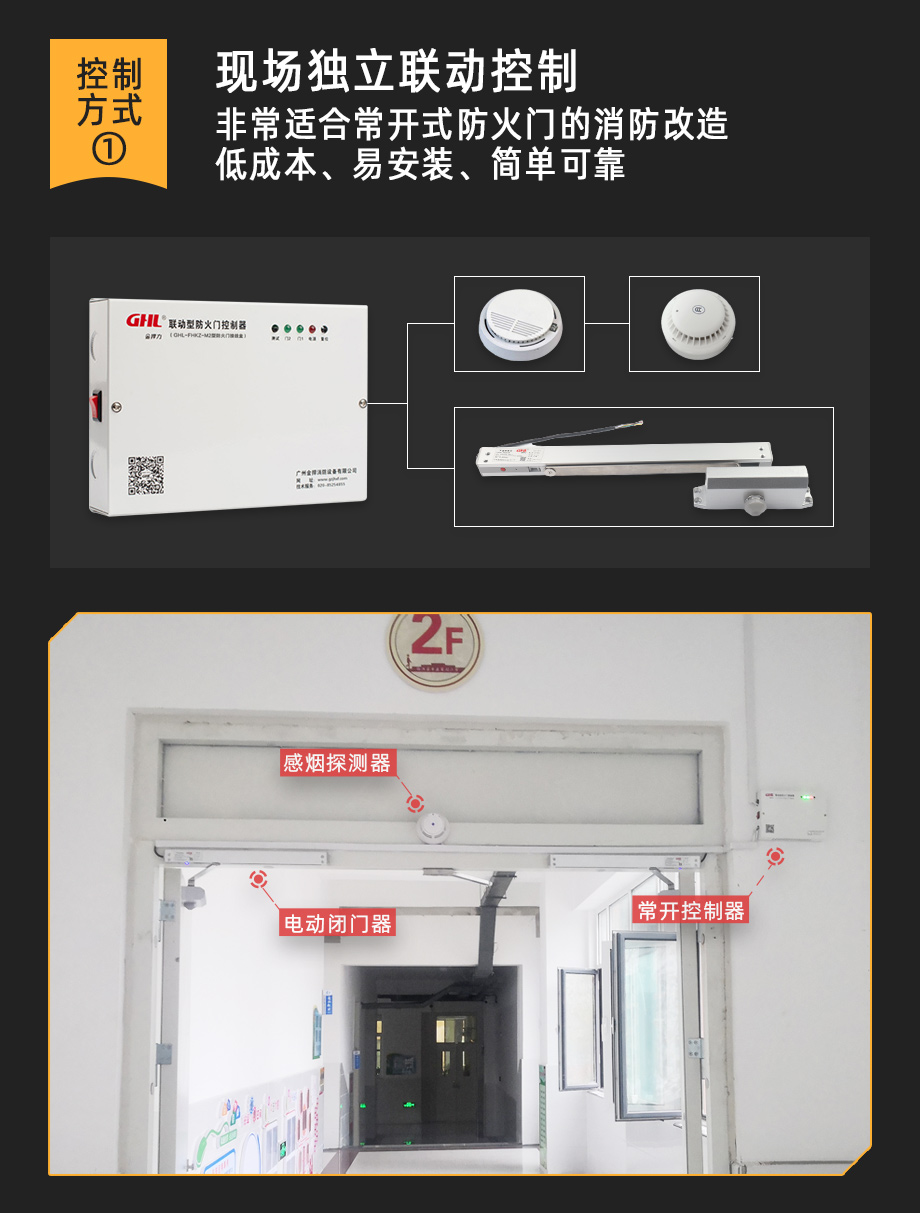 常開式防火門電動閉門器控制系統